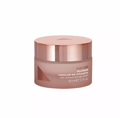 Skincare jar with rose gold lid on a white background